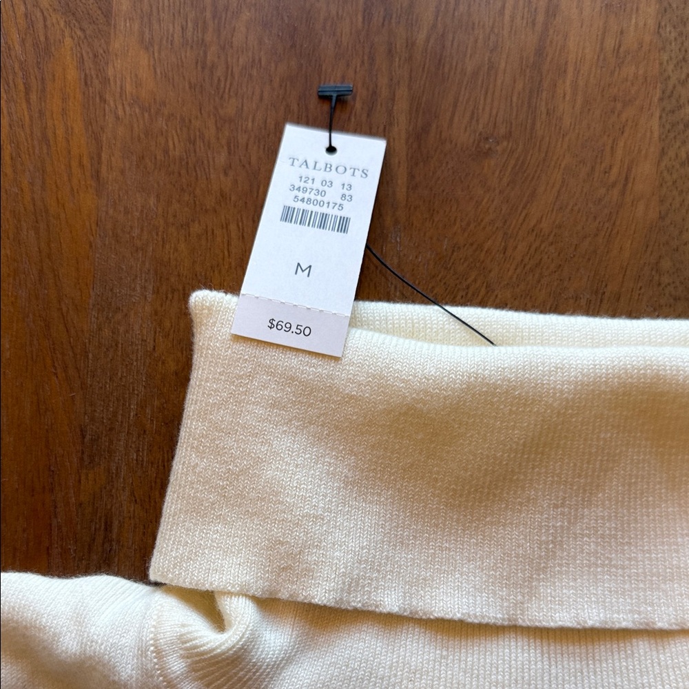 Cream Talbots Turtleneck Sweater with Button-Detail Sleeves NWT - Picture 2 of 7